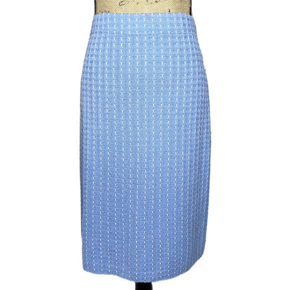 St. John Blue and White Knit Skirt